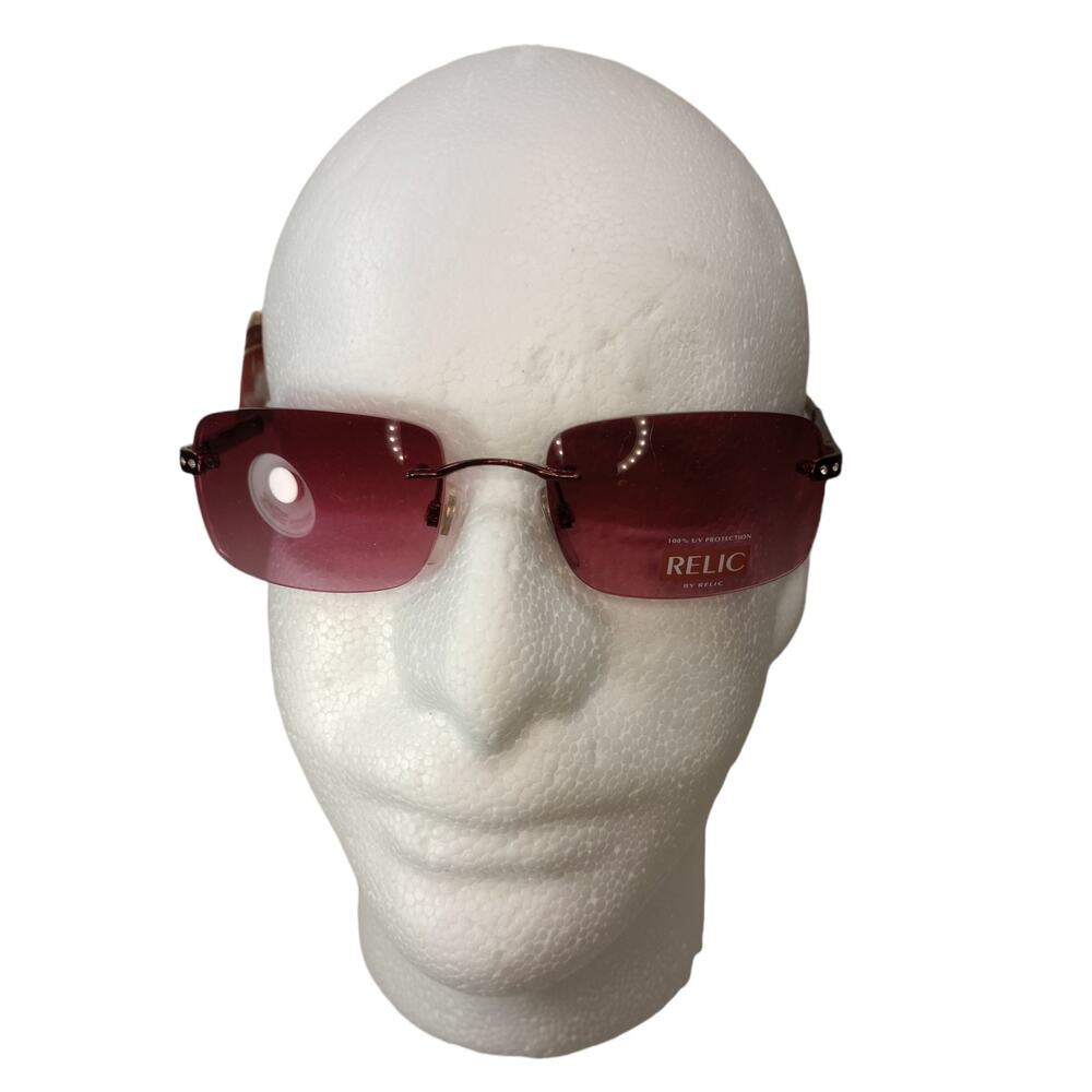 Relic Novara Women Sunglasses Rhinestone Accent Burgundy  NWT